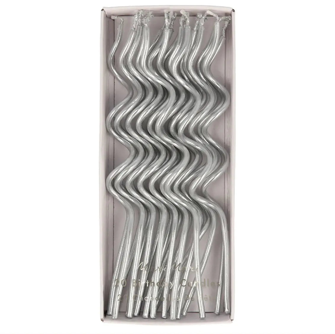 Silver Swirly Candles (x 20) Meri Meri