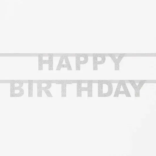 Silver glitter garland - Happy Birthday My Little Day