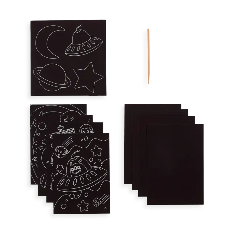 Space Explorer Scratch and Scribble Scratch Art Kit OOLY