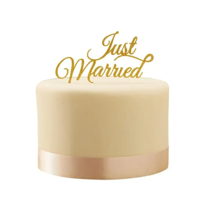 Sparkling Gold Just Married Cake Topper Ginger Ray