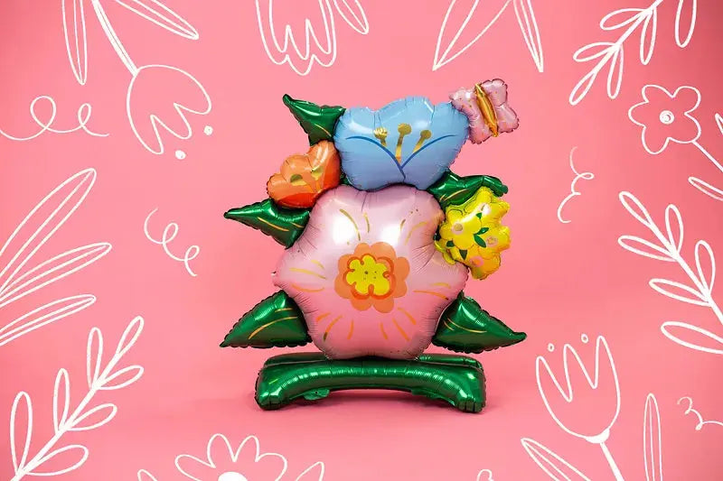 Standing foil balloon flowers, mix Partydeco