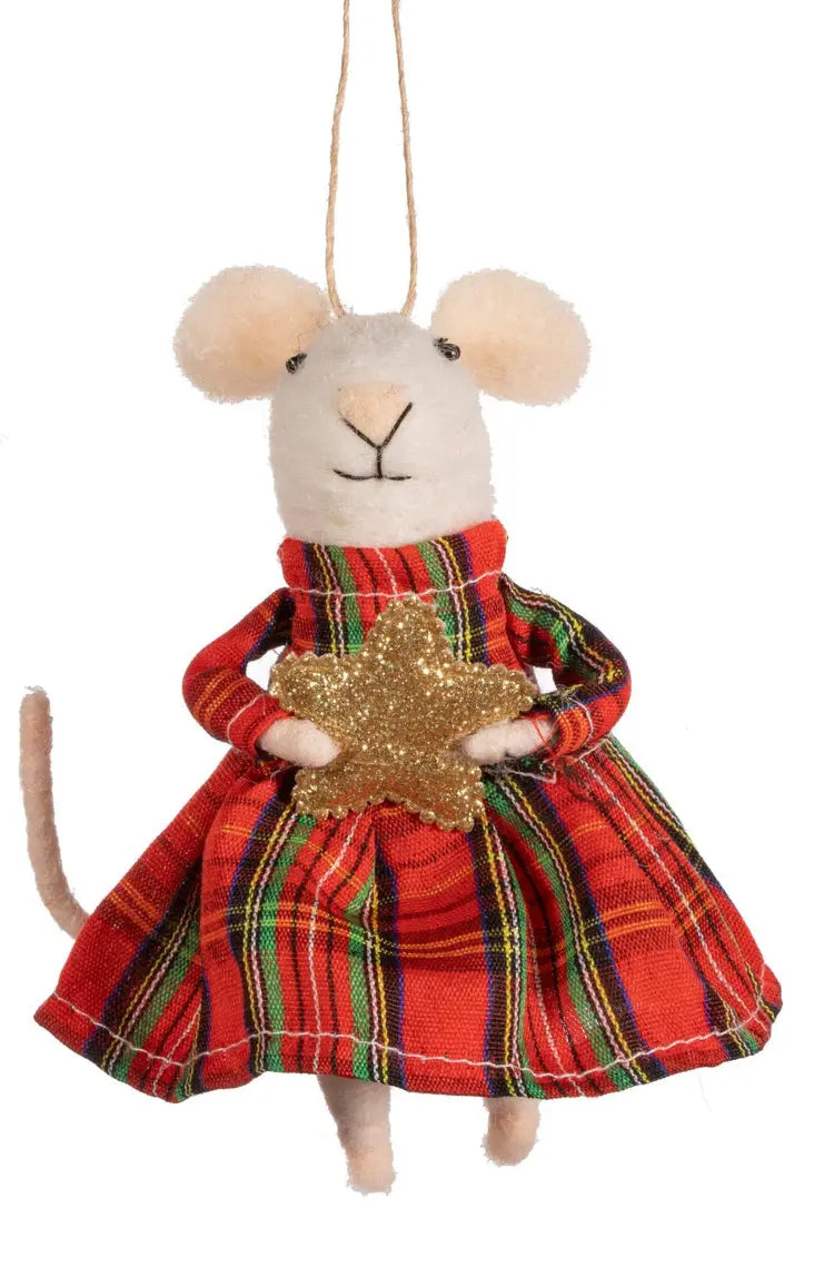 Tartan Mouse Felt Decoration Assorted - SASSE & BELLE SASS AND BELLE