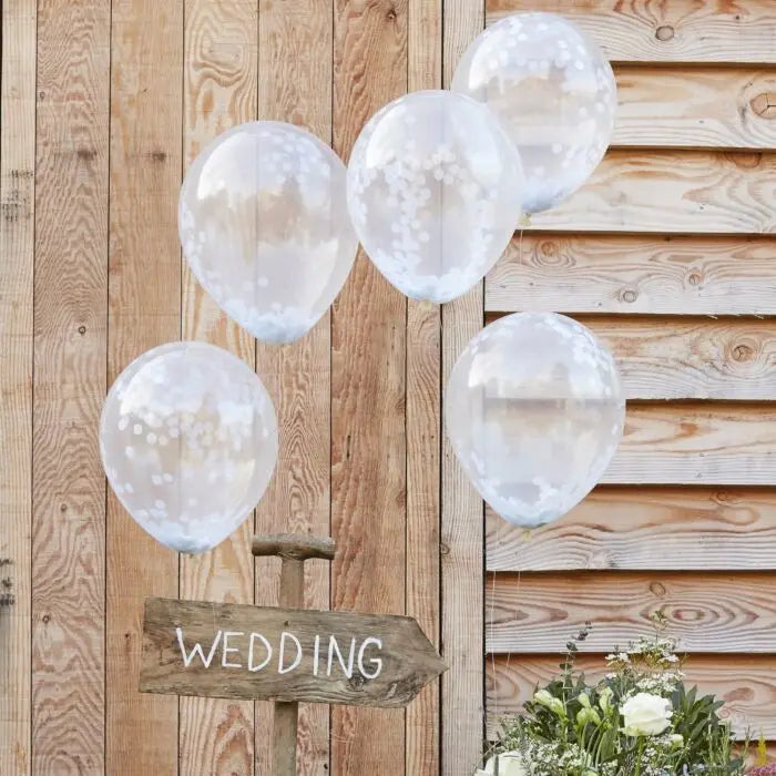 WHITE CONFETTI BALLOONS GingerRay