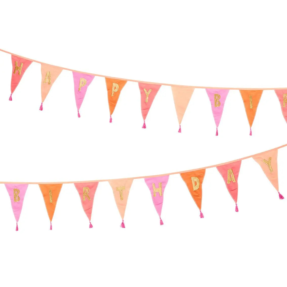 We Heart Birthdays Pink Happy Birthday Fabric Bunting, 3m Talking Tables