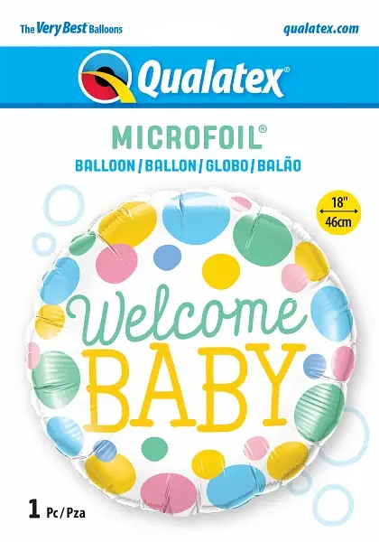 Welcome Baby Dots Foil Balloon qualatex