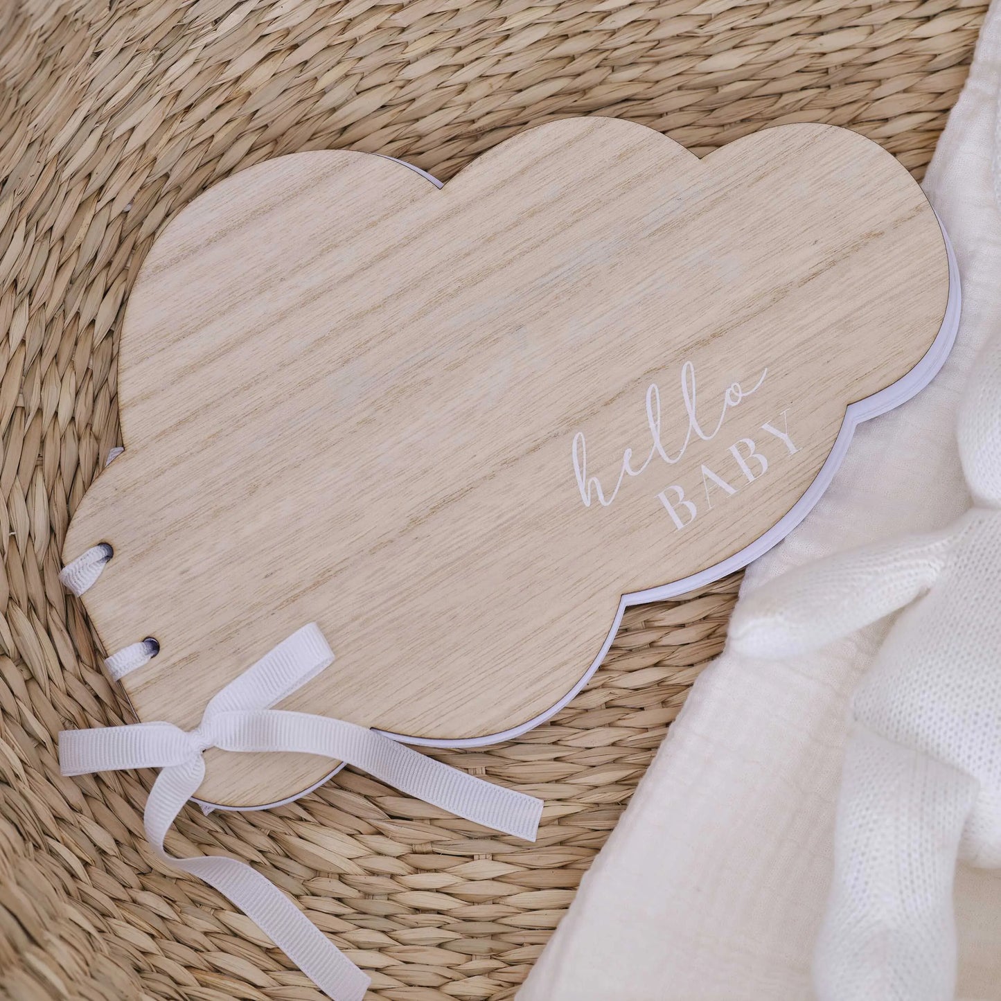 Wooden Hello Baby Cloud Baby Shower Guest Book Ginger Ray