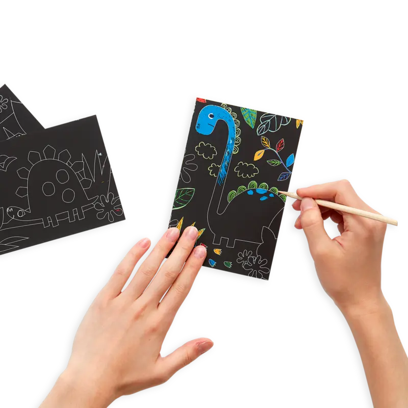 dinosaur days scratch and scribble mini scratch art kit OOLY