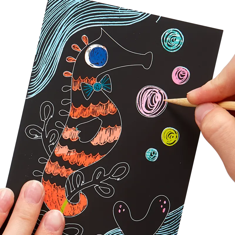 friendly fish scratch and scribble mini scratch art kit" OOLY