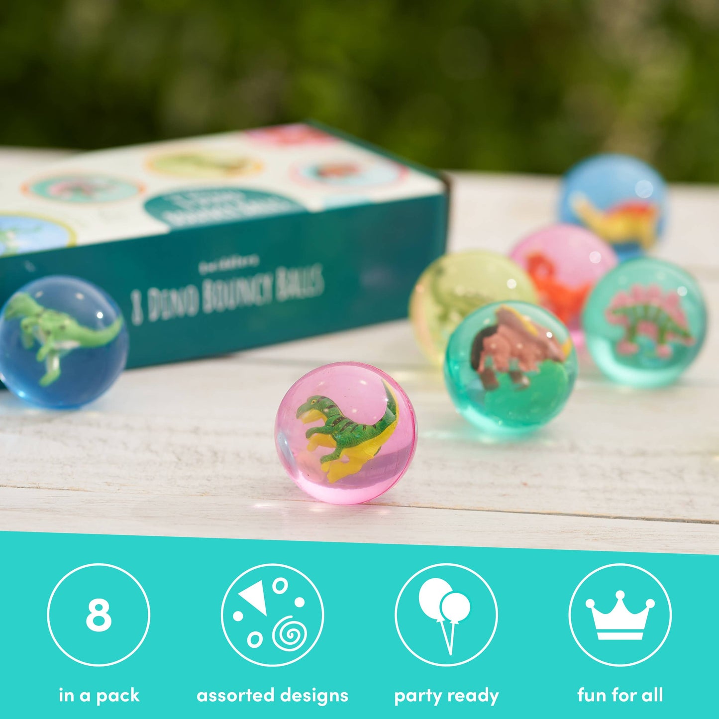 The Twiddlers - 8 Dinosaur Bouncy Rubber Balls (4.5cm)