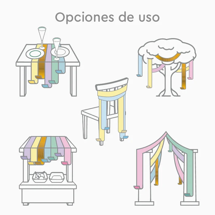 Decorative Ribbons Crepe Paper Pastel Colors