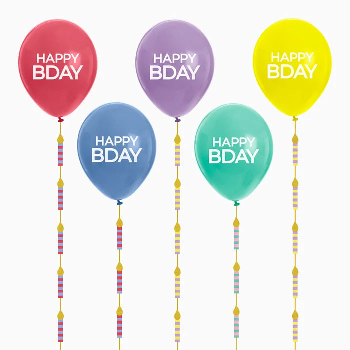 Set balloons Matex Mate 'Happy Bday' with vertical garlands