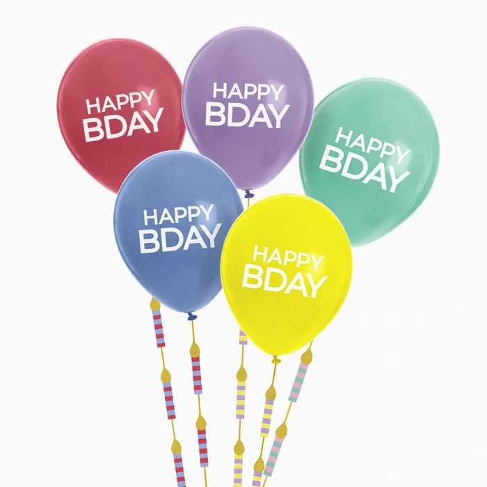 Set balloons Matex Mate 'Happy Bday' with vertical garlands