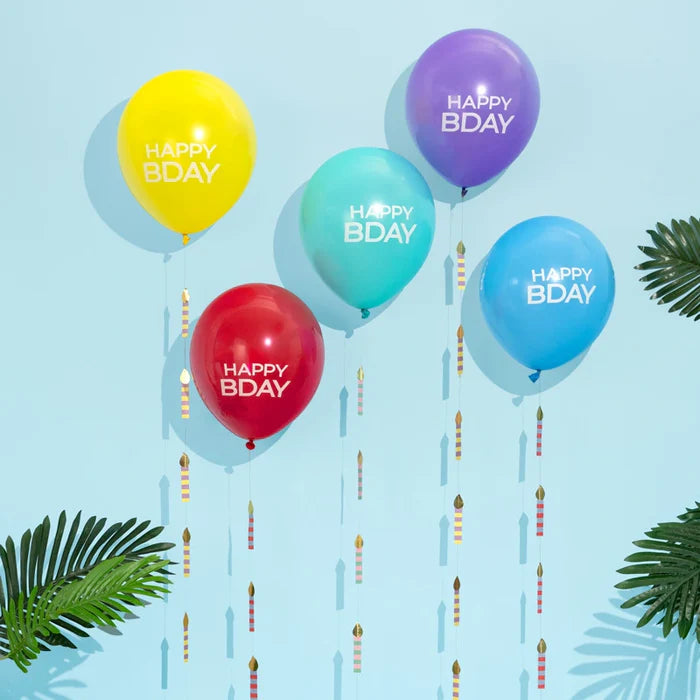 Set balloons Matex Mate 'Happy Bday' with vertical garlands