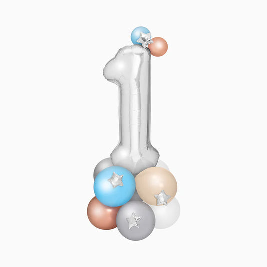 Balloon number 1 bouquet foil silver/ blue