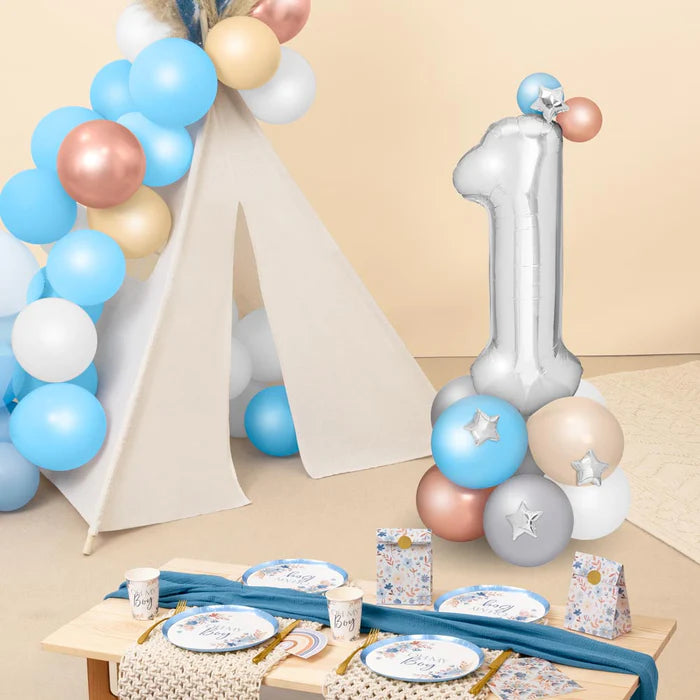 Balloon number 1 bouquet foil silver/ blue