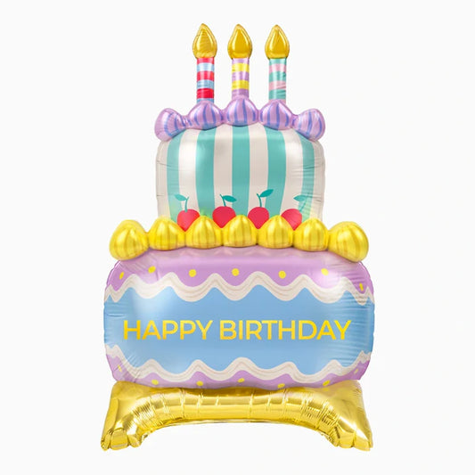 Standing foil balloon Cake 'HAPPY BIRTHDAY' (without helium)