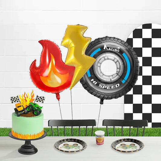 Fire Foil Balloons Set, Lightning Bolt and Dragon Monster Wheel