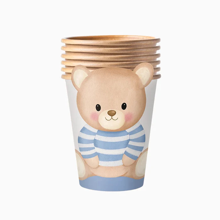 Paper Cup with Cover 270 cc Baby Blue Bear