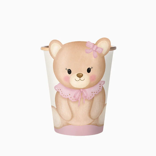 Paper Cup with Cover 270 cc Baby Pink Bear