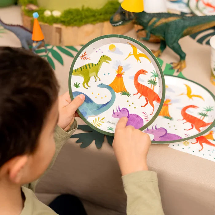 Flat Cardboard Dessert Plate Ø 17 cm Baby Dino