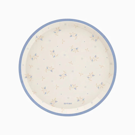 Flat Cardboard Plate Ø 23 cm Baby Bear Floral Blue