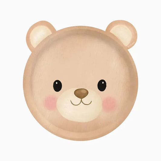 Flat Cardboard Plate 20.5 x 22 cm Baby Blue Bear