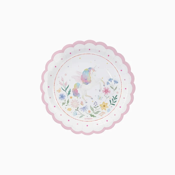 Flat Cardboard Dessert Plate Ø 18 cm Magical Unicorns