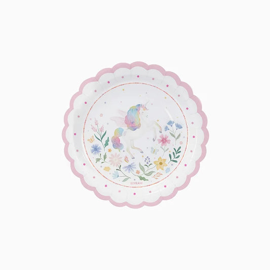 Flat Cardboard Dessert Plate Ø 18 cm Magical Unicorns