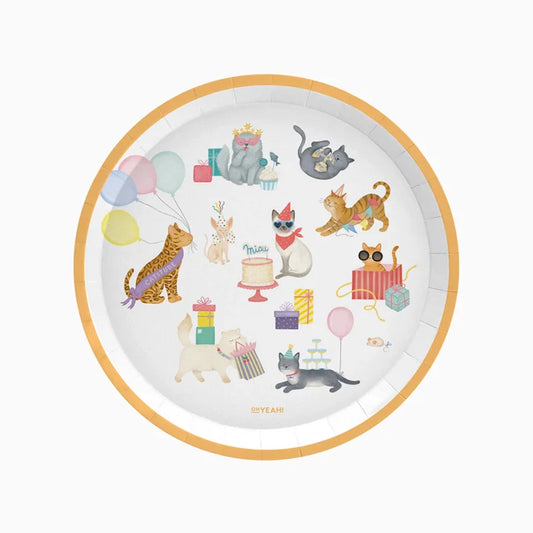 Flat Cardboard Plate Ø 23 cm Kittens