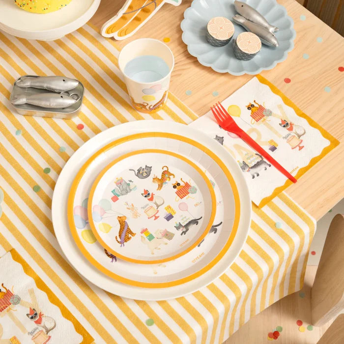 Flat Cardboard Dessert Plate Ø 17 cm Kittens