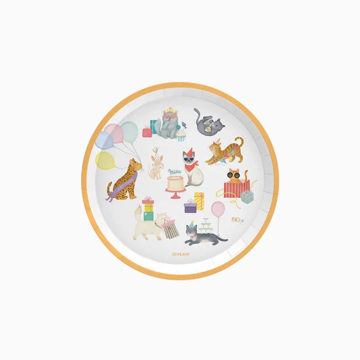 Flat Cardboard Dessert Plate Ø 17 cm Kittens