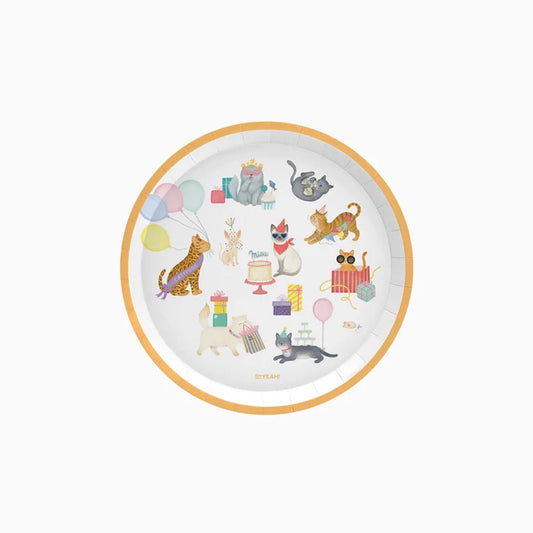 Flat Cardboard Dessert Plate Ø 17 cm Kittens