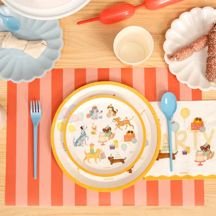 Flat Cardboard Dessert Plate Ø 17 cm Puppies