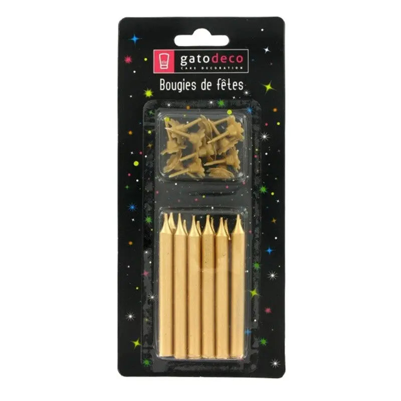 12 Gold candles Patis Decor
