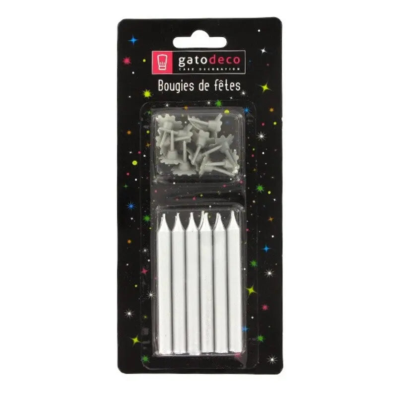 12 Silver candles Patis Decor