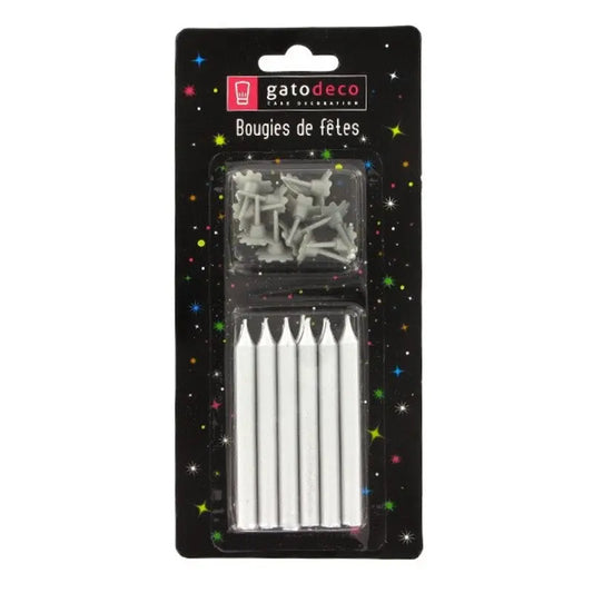 12 Silver candles Patis Decor