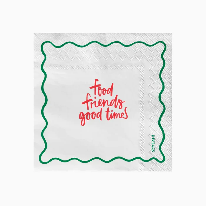 Double Layer Paper Napkin 33 x 33 cm 'Food Friends Good Times'
