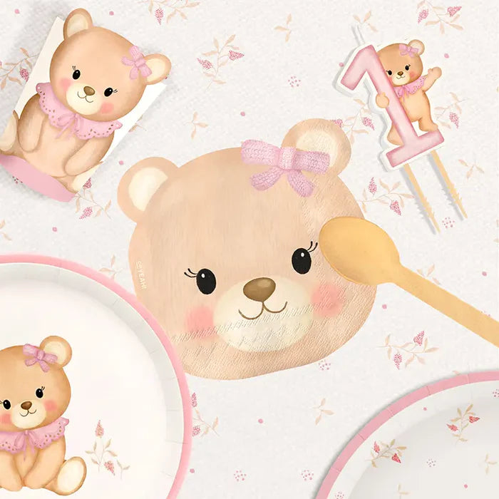 Double Layer Paper Napkin 33 x 33 cm Baby Bear Shape Pink