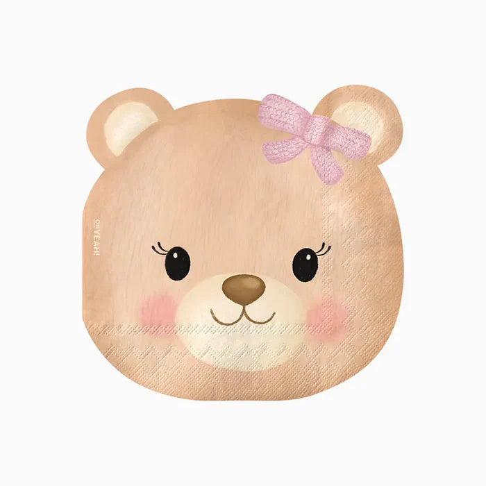 Double Layer Paper Napkin 33 x 33 cm Baby Bear Shape Pink