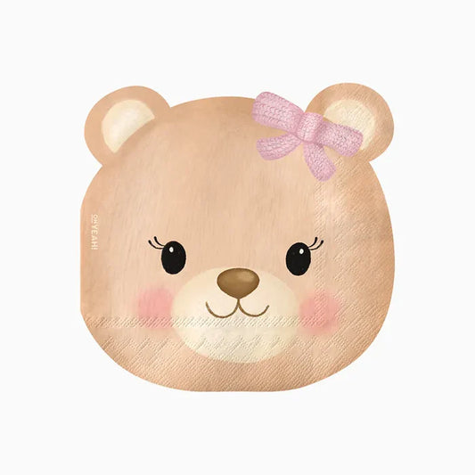 Double Layer Paper Napkin 33 x 33 cm Baby Bear Shape Pink