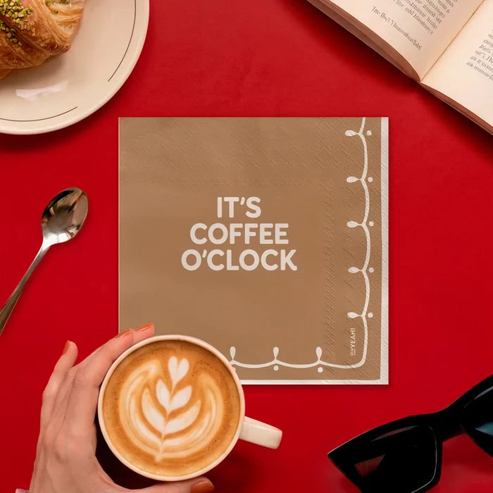 Double Layer Paper Napkin 33 x 33 cm 'It's Coffe O'Clock'