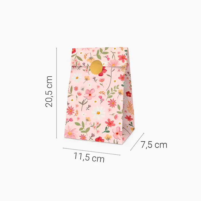 Pastel pink floral paper bag