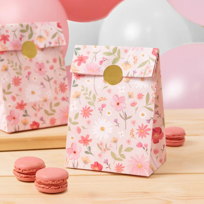 Pastel pink floral paper bag