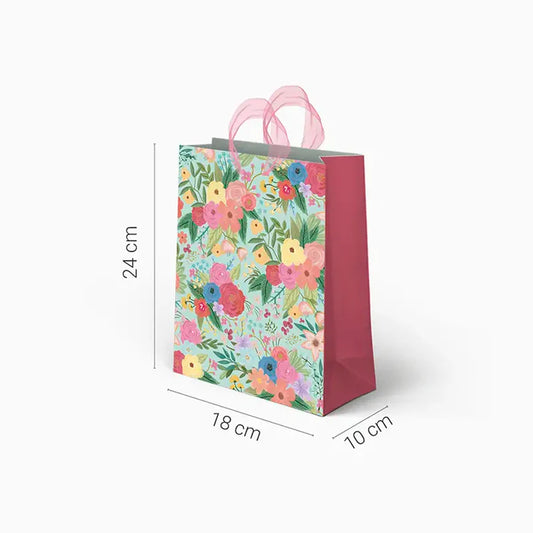 Small green cardboard gift mint floral cardboard