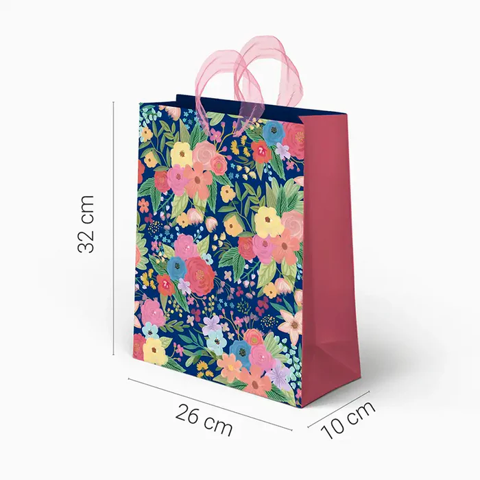 Navy blue median cardboard gift bag