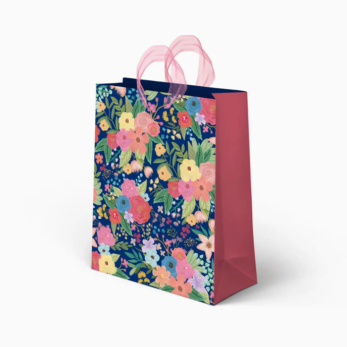 Navy blue median cardboard gift bag