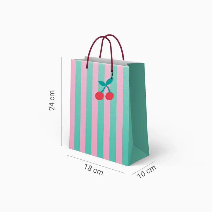 Small stripes bag 24 x 18 x 10 cm  green