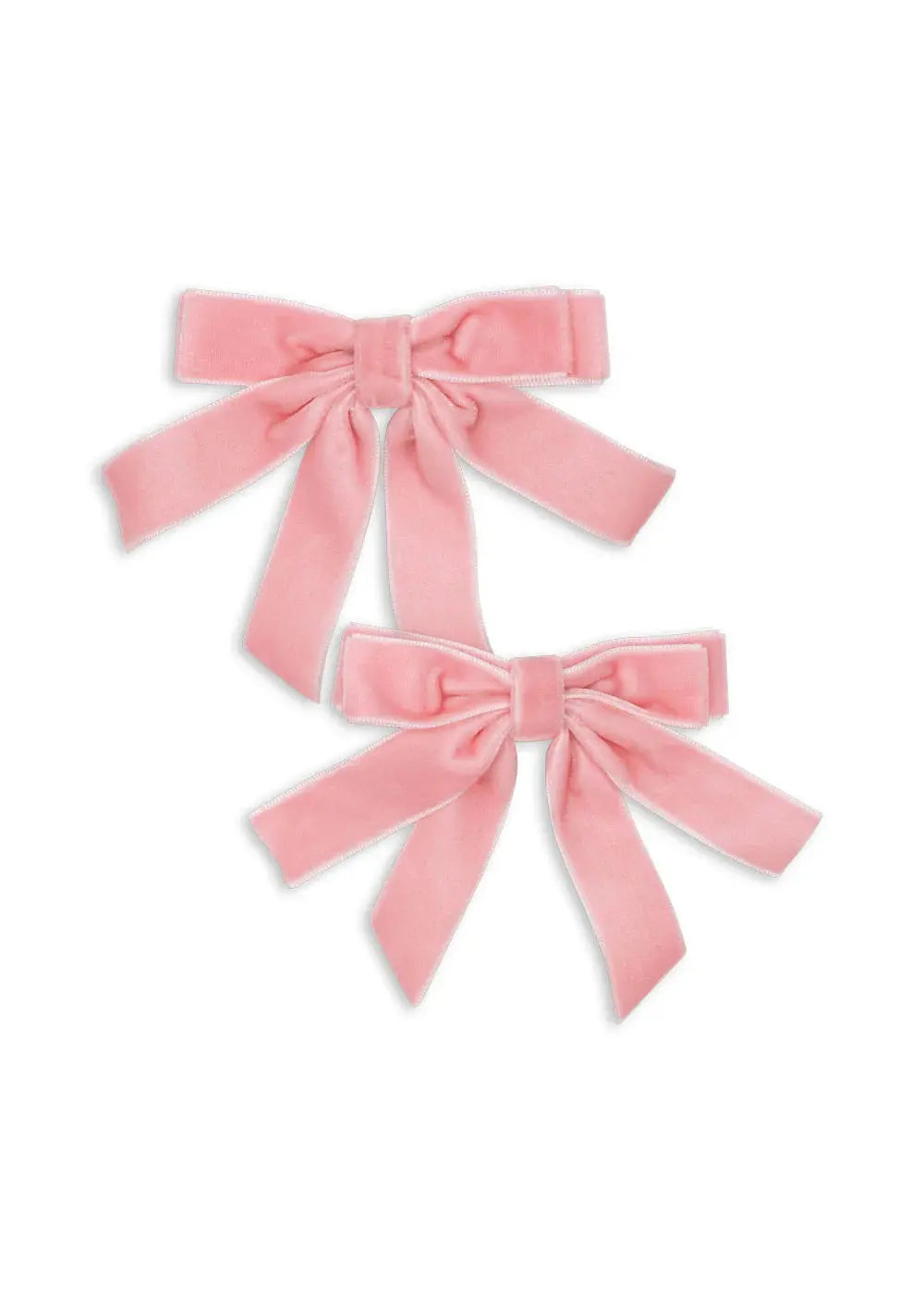 2 PACK VELVET DOUBLE BOW HAIR CLIPS - peony pink Konges Slojd