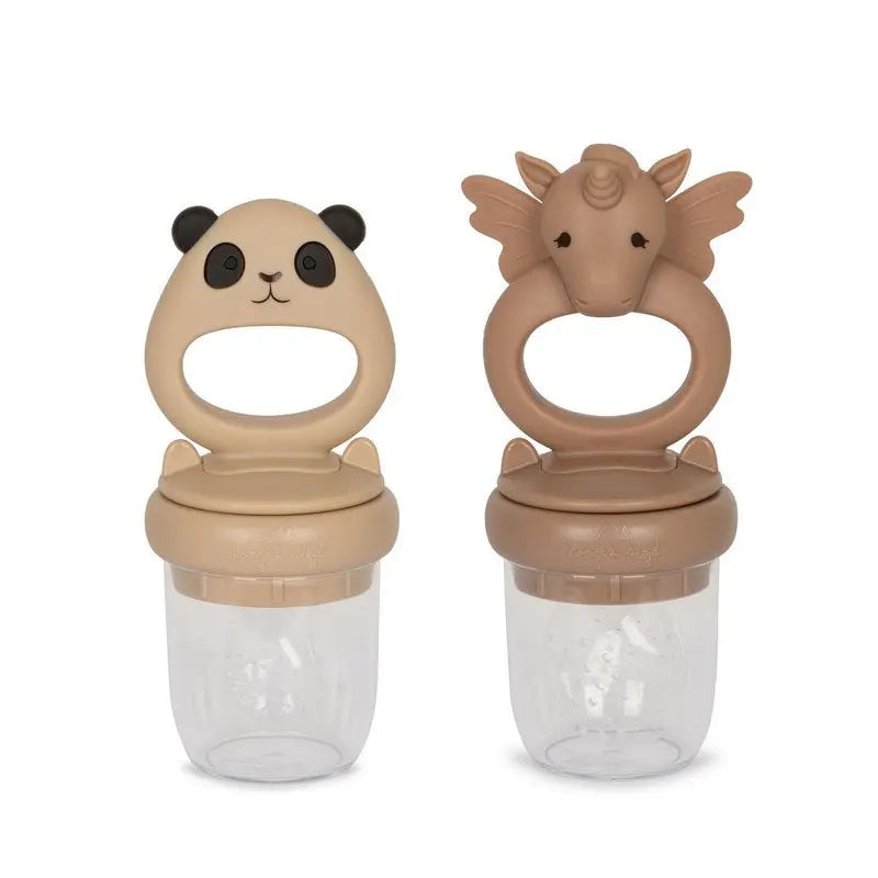 2 pack fruit feeding pacifier unicorn and panda shell / blush Konges Slojd