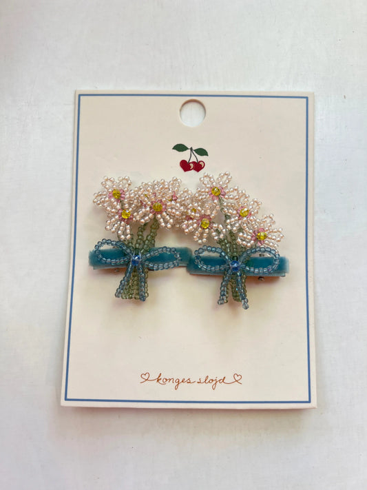 2 pack pearly flower hair clip Beige Konges Slojd